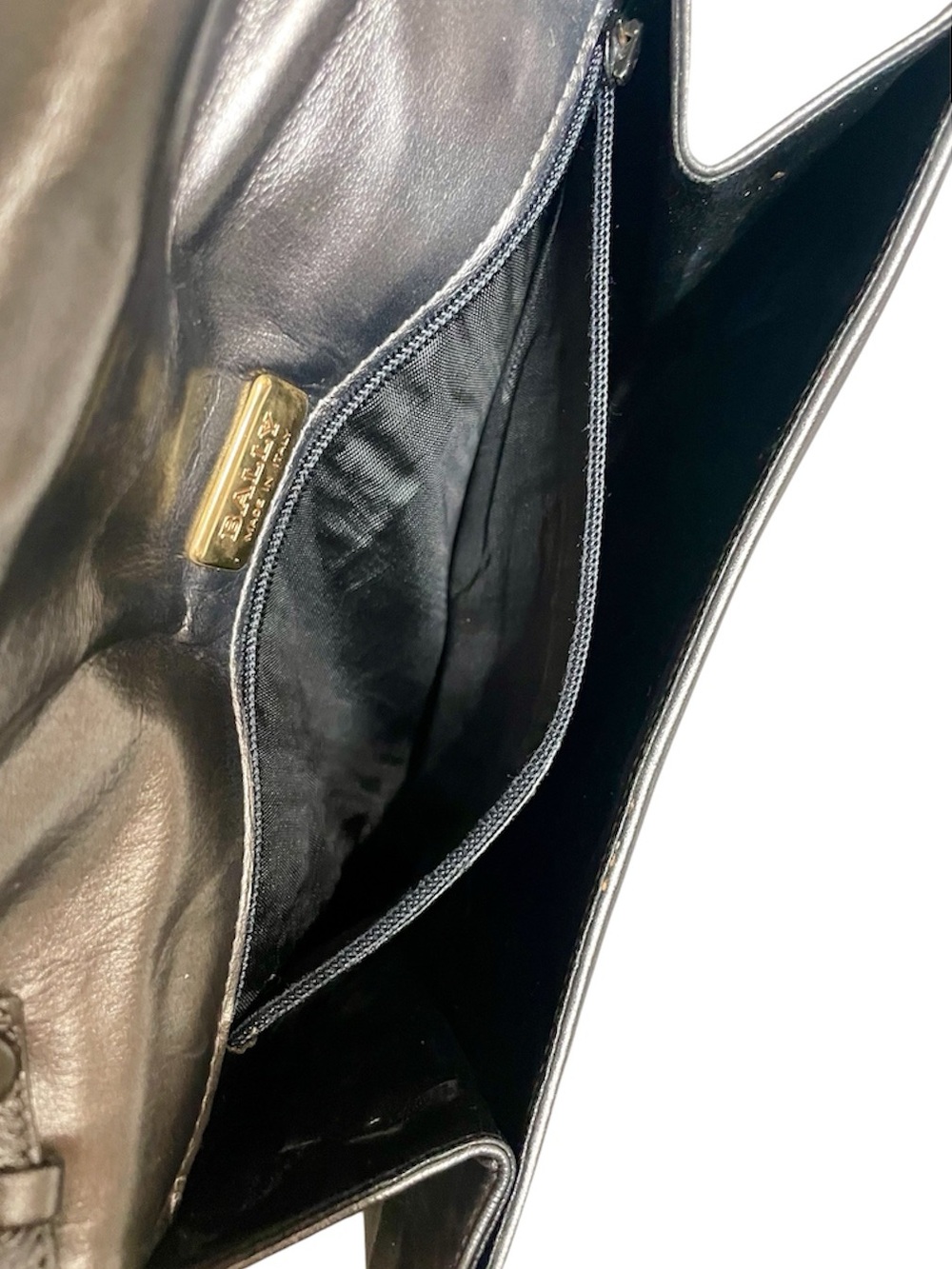 Bally Vintage Metallic Silver Leather & Snakeskin Shoulder Bag Made in Italy - Picture 7 of 8